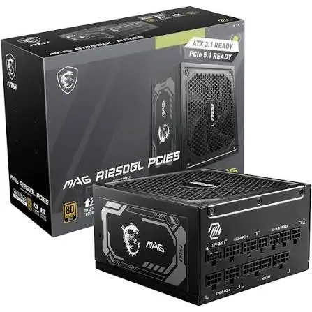 MSI MSG A1250GL 1250W PCIE5 80Plus Gold Power Supply 1